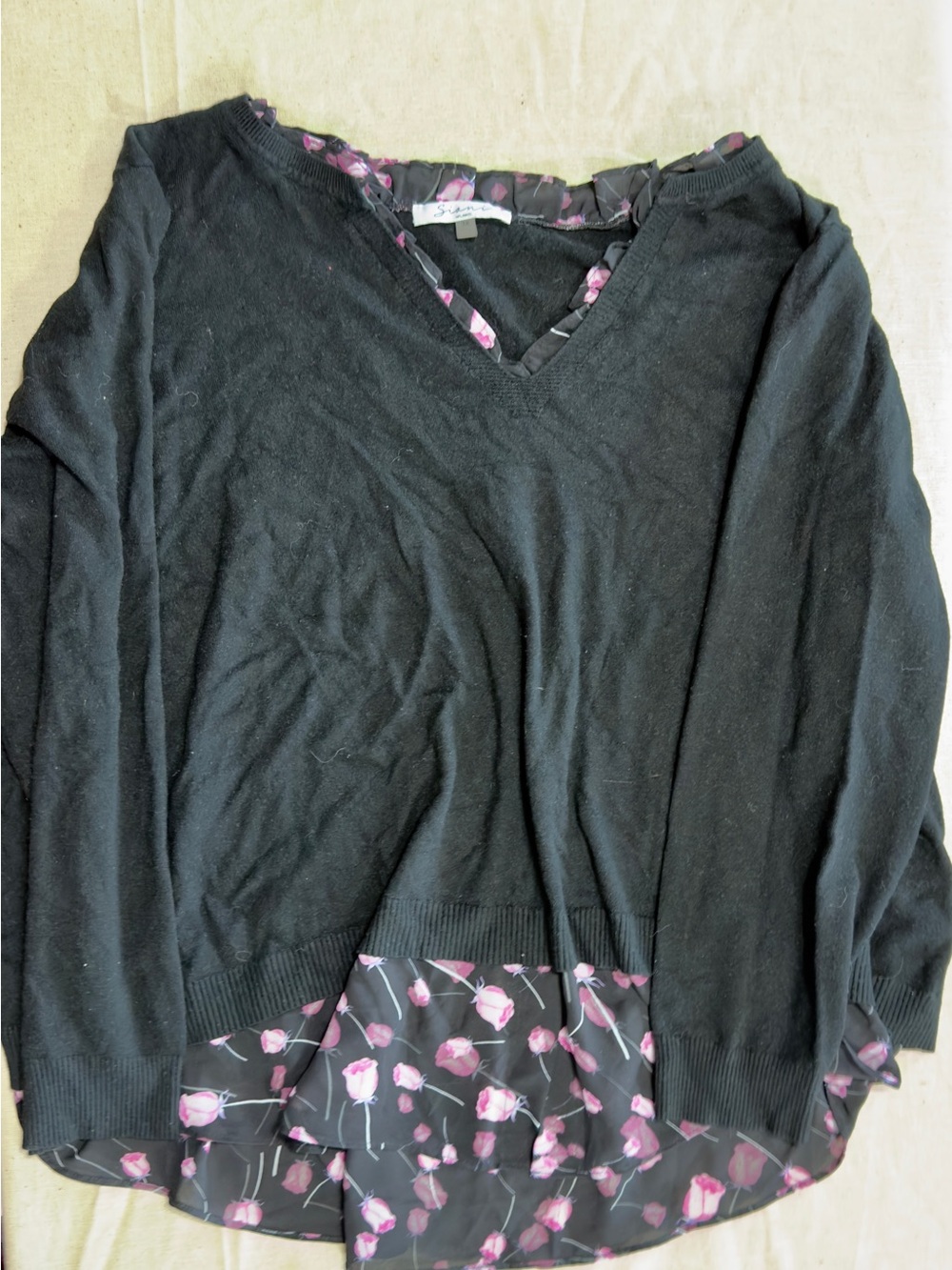 Siani Milano Black Long Sleeve Layered Sweater